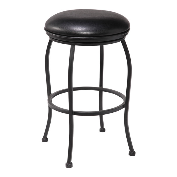 Amy Contemporary 26" Counter Height Barstool In Matte Black Finish And Black Faux Leather
