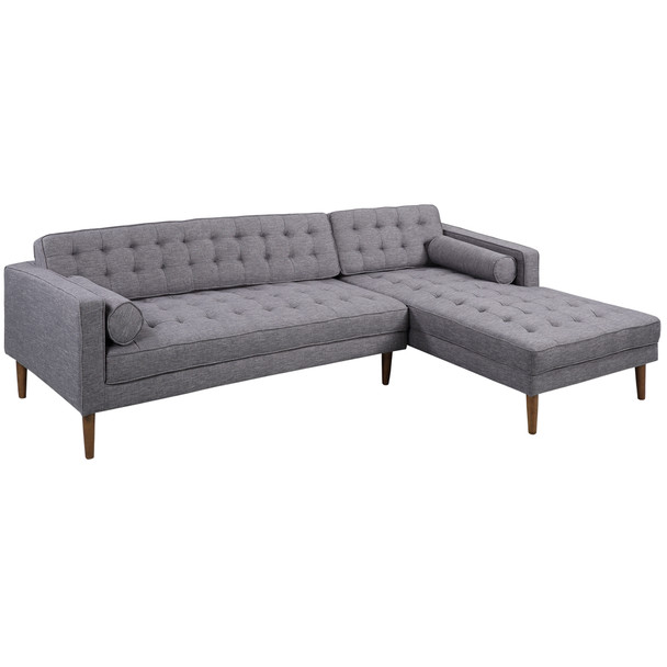 Armen Living Element Right-side Chaise Sectional In Dark Gray Linen And Walnut Legs