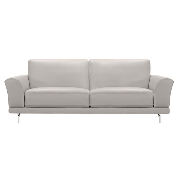 Armen Living Everly Contemporary Sofa In Genuine Dove Grey Leather With Brushed Stainless Steel Legs