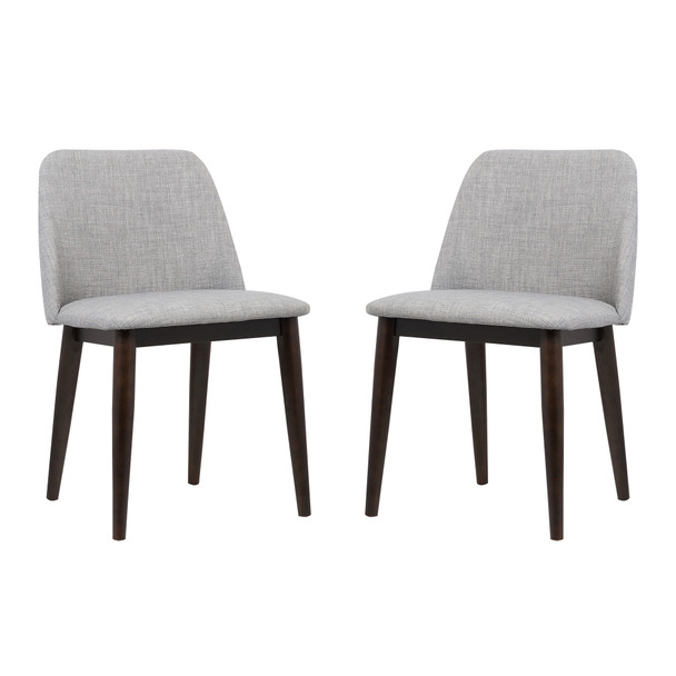 Armen Living Horizon Contemporary Dining Chair In Light Gray Fabric With Brown Wood Legs - Set Of 2