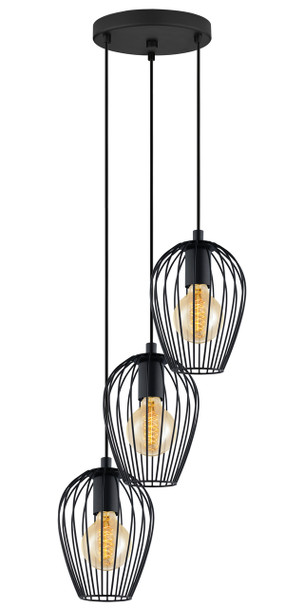 Eglo 3x75w Multi Light Staircase Pendant W/ Matte Black Finish - 49479A