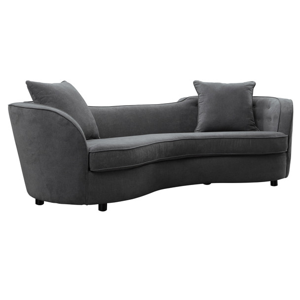 Armen Living Palisade Contemporary Sofa In Grey Velvet With Brown Wood Legs