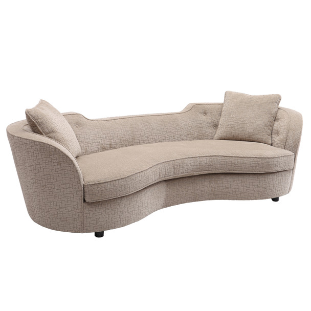 Armen Living Palisade Transitional Sofa In Sand Fabric With Brown Legs