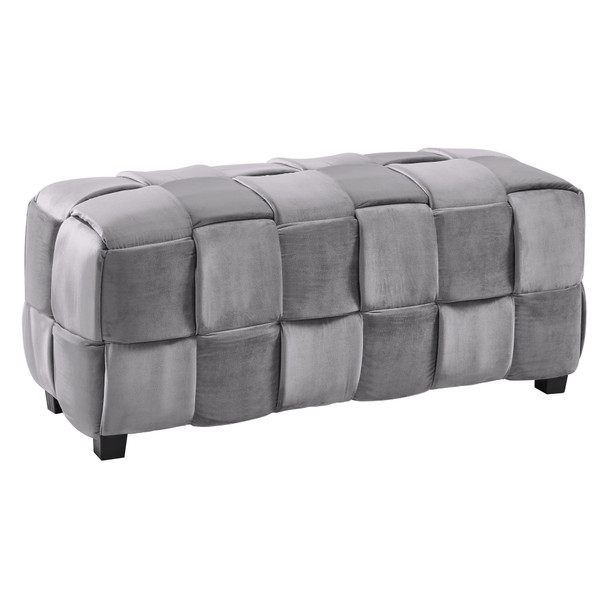 Armen Living Raven Contemporary Long Ottoman In Gray Velvet