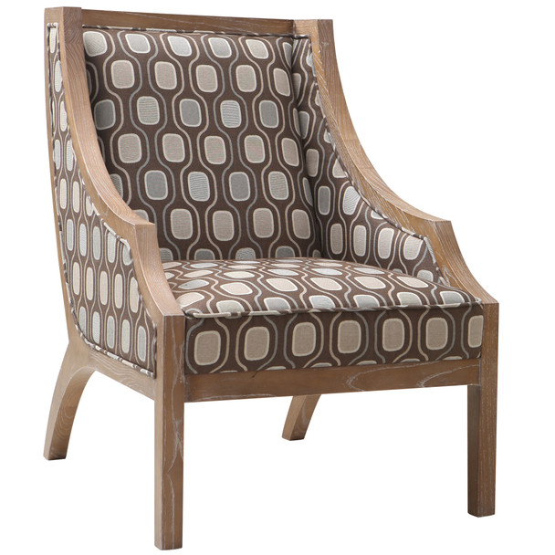 Armen Living Sahara Solid Wood Accent Chair In Multi-colored Fabric