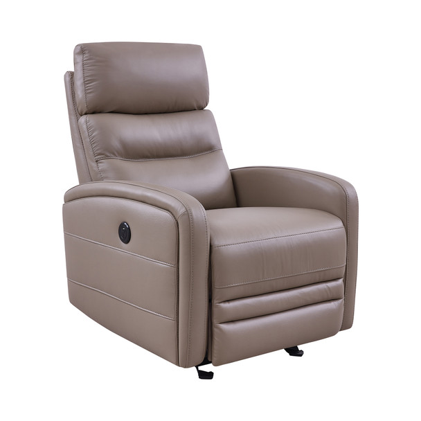 Tristan Contemporary Recliner In Greige Genuine Leather