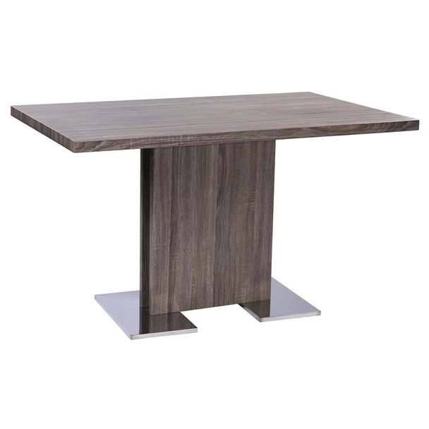 Armen Living Zenith Contemporary Dining Table With Brushed Stainless Steel Base And Gray Walnut Veneer Finish