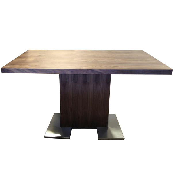 Armen Living Zenith Dining Table In Walnut Wood And Brushed Stainless Steel Finish