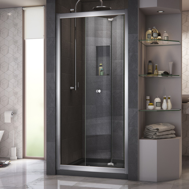 Dreamline Butterfly 34-35 1/2 In. W X 72 In. H Semi-frameless Sliding Bi-fold Shower Door In Chrome SHDR-4536726-01