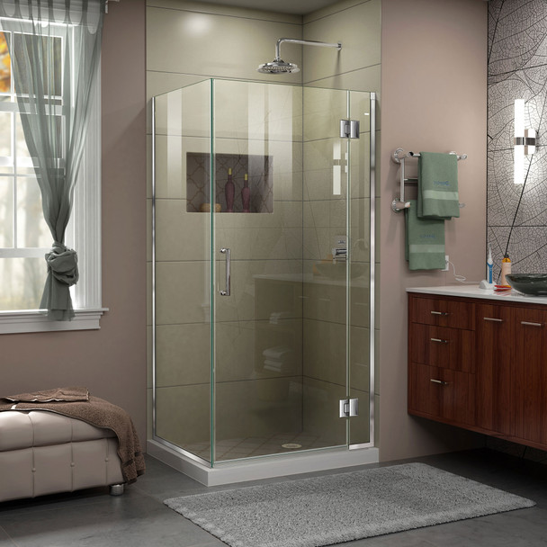 Dreamline Unidoor-x 30 3/8 In. W X 34 In. D X 72 In. H Frameless Hinged Shower Enclosure - E12434