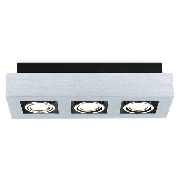 Eglo 3x20w Ceiling Track Light W/ Brushed Aluminum, Black & Chrome Finish - 89077A