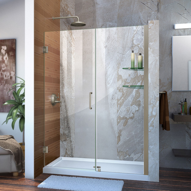 Dreamline Unidoor 47-48 In. W X 72 In. H Frameless Hinged Shower Door With Shelves, Clear Glass - SHDR-20477210CS