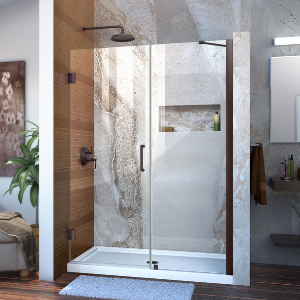 Dreamline Unidoor 48-49 In. W X 72 In. H Frameless Hinged Shower Door With Support Arm, Clear Glass - SHDR-20487210C