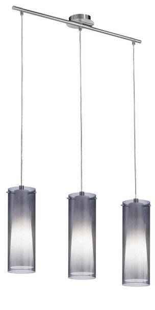 Eglo 3x60w Multi Light Pendant W/ Matte Nickel Finish & Inner White Glass Surronded By An Outer Smoked Glass - 90305A