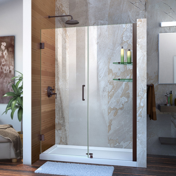 Dreamline Unidoor 51-52 In. W X 72 In. H Frameless Hinged Shower Door With Shelves, Clear Glass - SHDR-20517210S