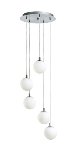 Eglo 5x40w Multi Light Staircase Pendant W/ Matte Nickel Finish & White Glass - 90556A