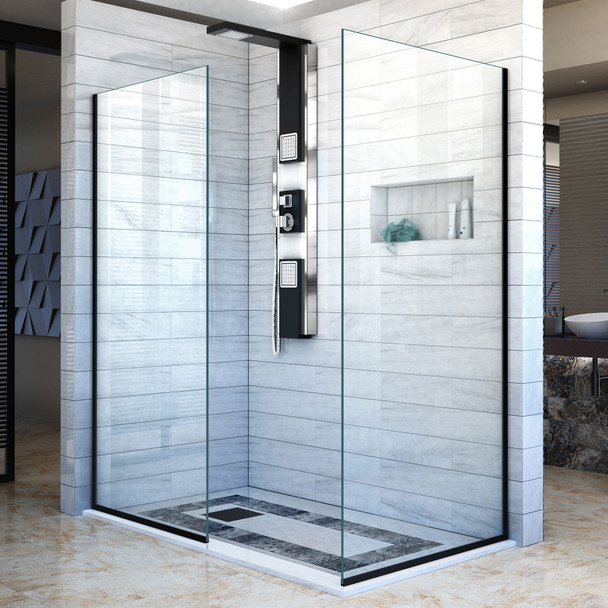 Dreamline Linea Two Individual Frameless Shower Screens 30 In. And 34 In. W X 72 In. H, Open Entry Design - SHDR-3234302