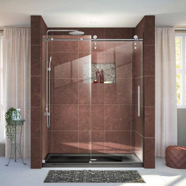 Dreamline Enigma-z 56-60 In. W X 76 In. H Fully Frameless Sliding Shower Door - SHDR-6260760