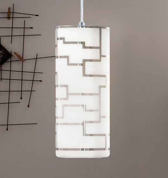 Eglo 1x60w Mini Pendant W/ Chrome Finish & White Décor Glass - 92562A