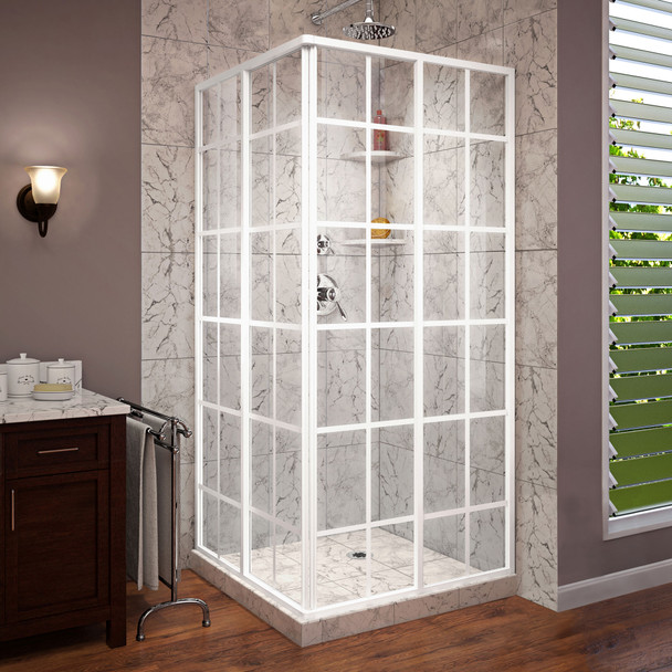 Dreamline French Corner 34 1/2 In. D X 34 1/2 In. W X 72 In. H Framed Sliding Shower Enclosure - SHEN-8134340-89