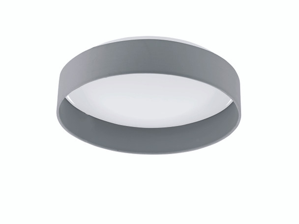 Eglo 1x18w Led Ceiling Light W/ White Glass And Charcoal Grey Fabric Shade - 93396A