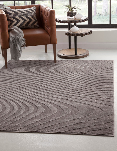 Abacasa Metro 1714 Machine Woven Contemporary Metro Ripple Grey Area Rug - 5 X 8 Rectangle Area Rug