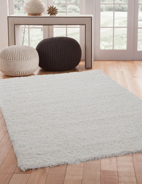 Abacasa Comfort Shag 3003 Machine-woven White Area Rugs