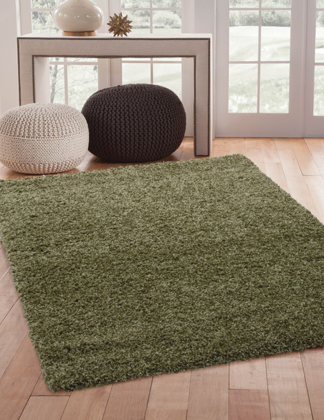 Abacasa Comfort Shag 3007 Machine-woven Apple Green Area Rugs