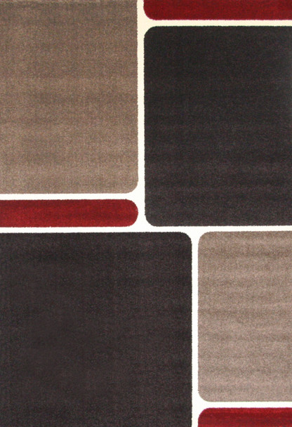 Abacasa Casa 3658 Machine-Woven Contemporary Abacasa Casa Anson Chocolate/ivory/khaki/red Area Rug - 8 X 10 Rectangle Area Rug