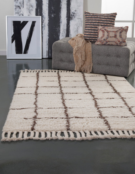 Abacasa Berber 4901 Hand-woven Transitional Abacasa Berber Off White/chocolate Area Rug - 5 X 8 Rectangle Area Rug