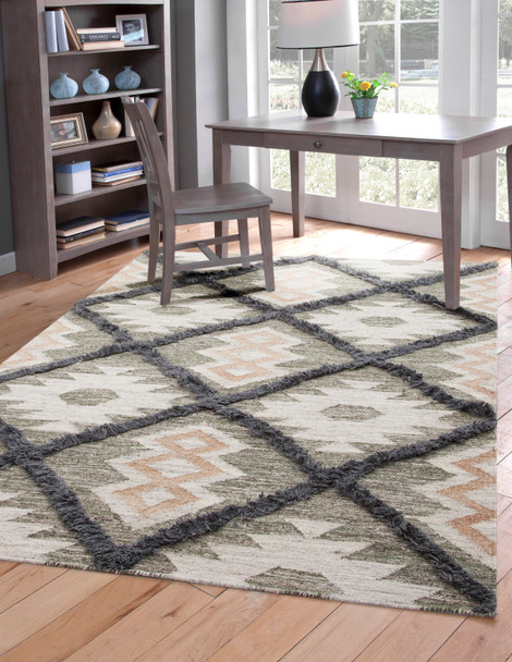 Abacasa Fes 5202 Hand Woven Yellow, Blue, Grey, Natural Area Rugs