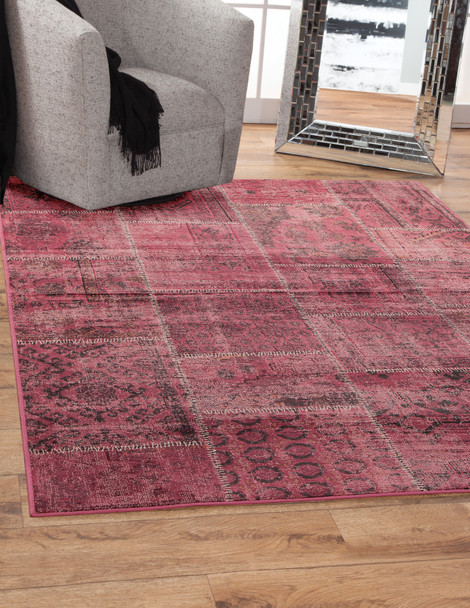 Abacasa Sonoma 7057 Machine-woven Traditional Abacasa Sonoma Old World Raspberry Area Rug - 8 X 10 Rectangle Area Rug