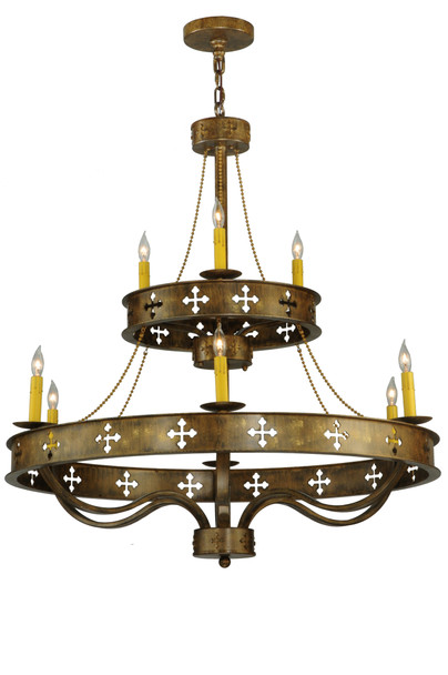 Meyda 37.5"w Byzantine 9 Lt Two Tier Chandelier - 137956