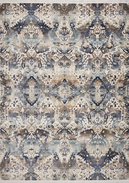 Couristan Zahara Embellished Blossom Light Blue/oatmeal Indoor Area Rugs