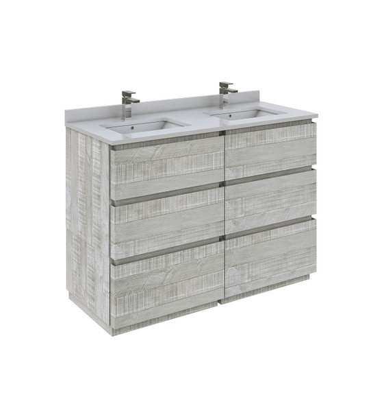 Fresca Formosa 48" Floor Standing Double Sink Modern Bathroom Cabinet W/ Top & Sinks In Ash - FCB31-2424ASH-FC-CWH-U