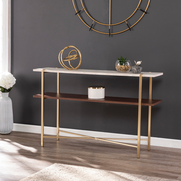 Ardmillan Faux Marble Console Table W/ Storage