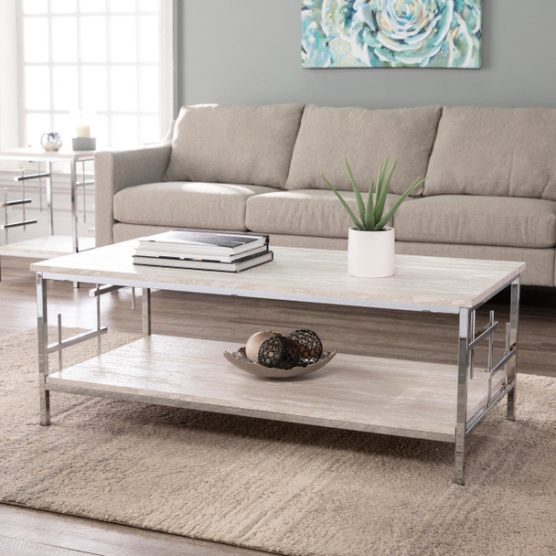 Freston Faux Marble Cocktail Table