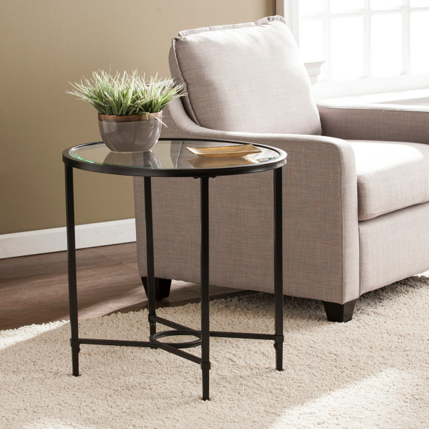 Quinton Metal/glass Oval Side Table