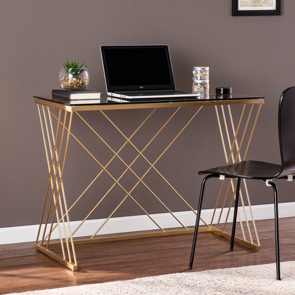 Dezby Modern Glass-top Desk