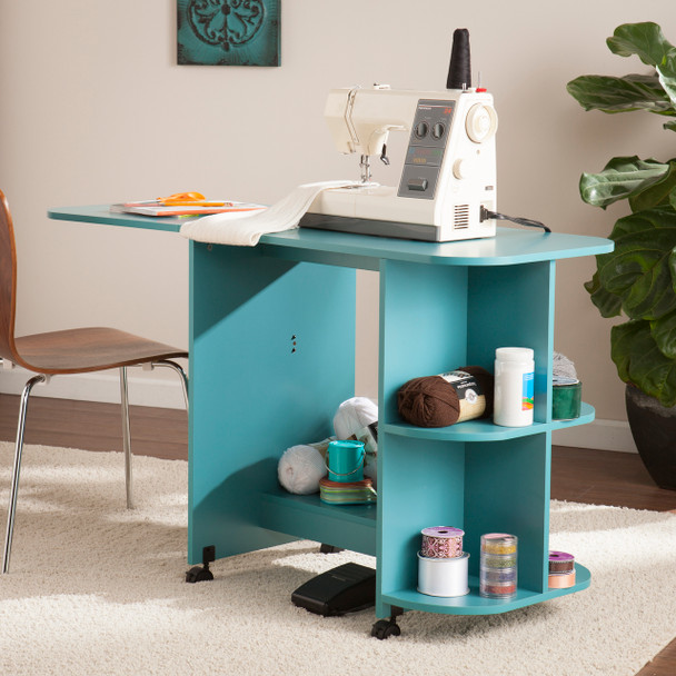 Expandable Rolling Sewing Table/craft Station - Turquoise