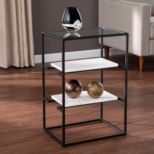 Paignton Glass-top End Table W/ Storage