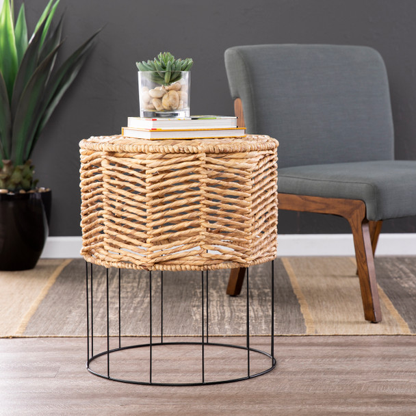 Corto Water Hyacinth Accent Table