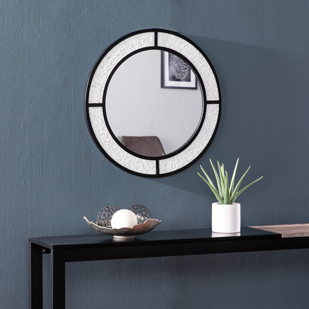 Hurtano Round Faux Stone Mirror