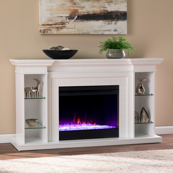 Henstinger Color Changing Fireplace W/ Bookcase