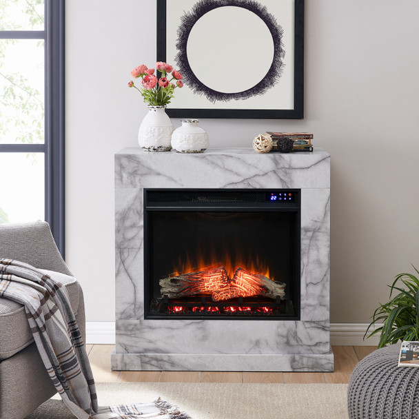Dendale Faux Marble Electric Fireplace W/ Touch Screen