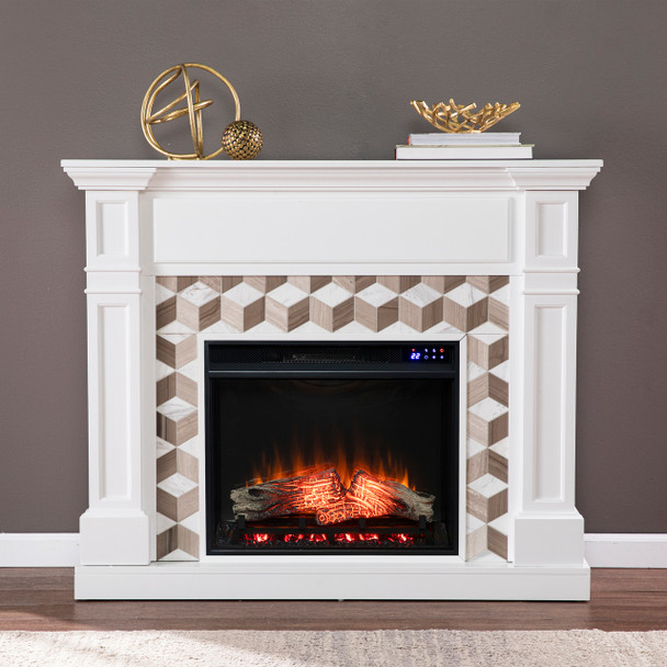 Darvingmore Touch Screen Electric Fireplace W/ Marble Surround