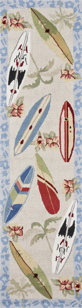 KAS Rugs Sonesta 2002 Ivory Surf Boards Hand-hooked Area Rugs