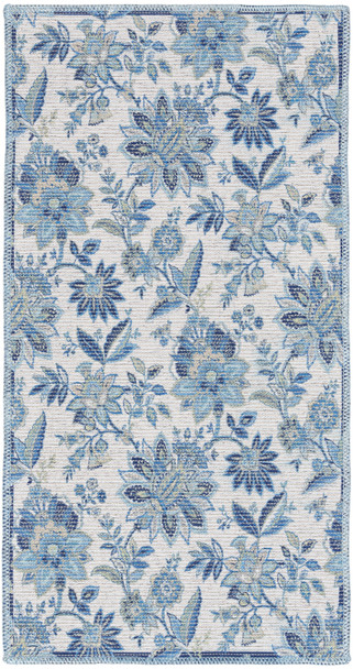 Waverly Washable Collection Waw01 Ivory Blue Area Rugs