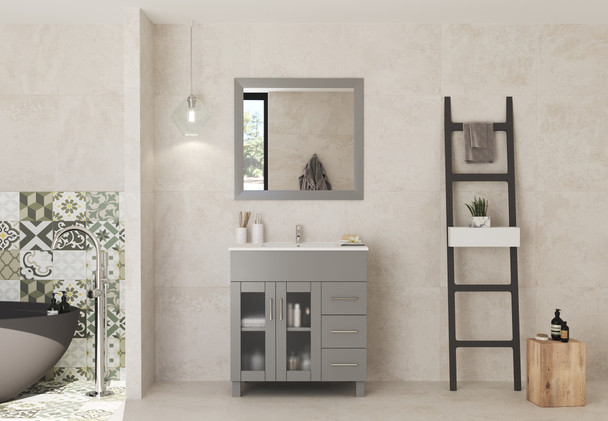 Nova 32 - Grey Cabinet + Ceramic Basin Countertop