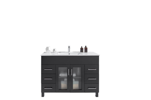 Nova 48 - Espresso Cabinet + Ceramic Basin Countertop